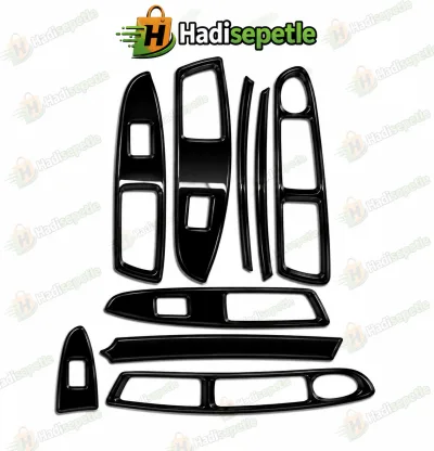 Hyundai İ20 2015 - 2019 Kapı Cam Açma Yerleri Piano Black Parlak Siyah Maun Kaplama