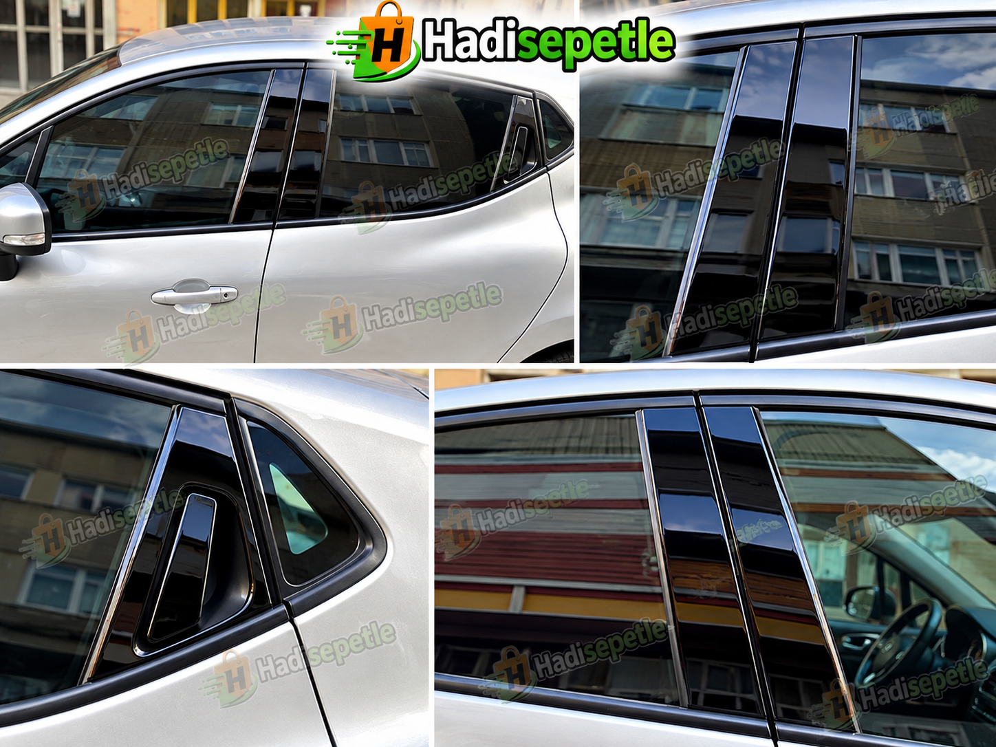 Renault Clio 4 Hb Kapı Direk Kaplama Set Piano Black Full Set Özel Dizayn