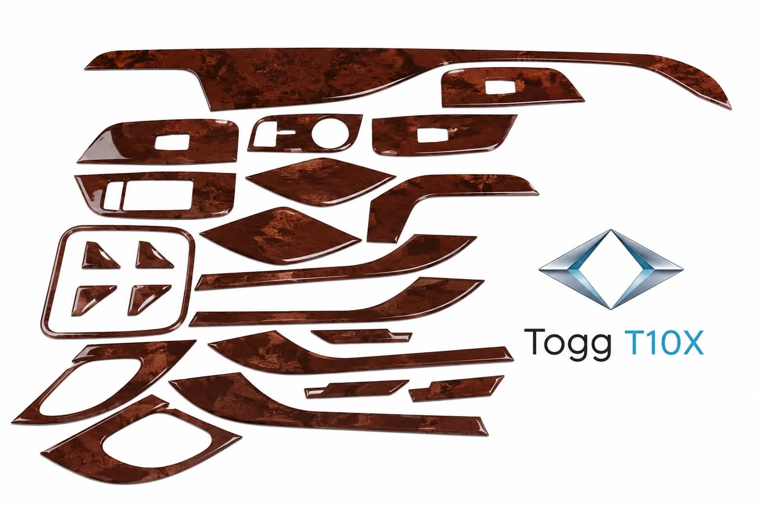 Togg T10X Maun Renk Maun Kaplama Full Set ( Ön Göğüs ve 4 Kapı )