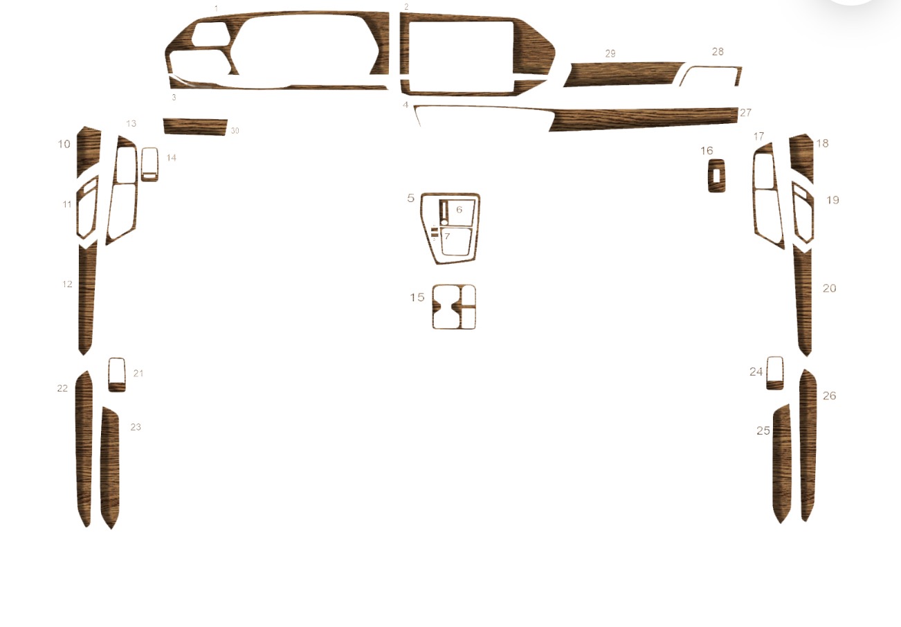 Volkswagen Caddy Konsol-Torpido Kaplama 2020- 30 Parça Maun Kaplama