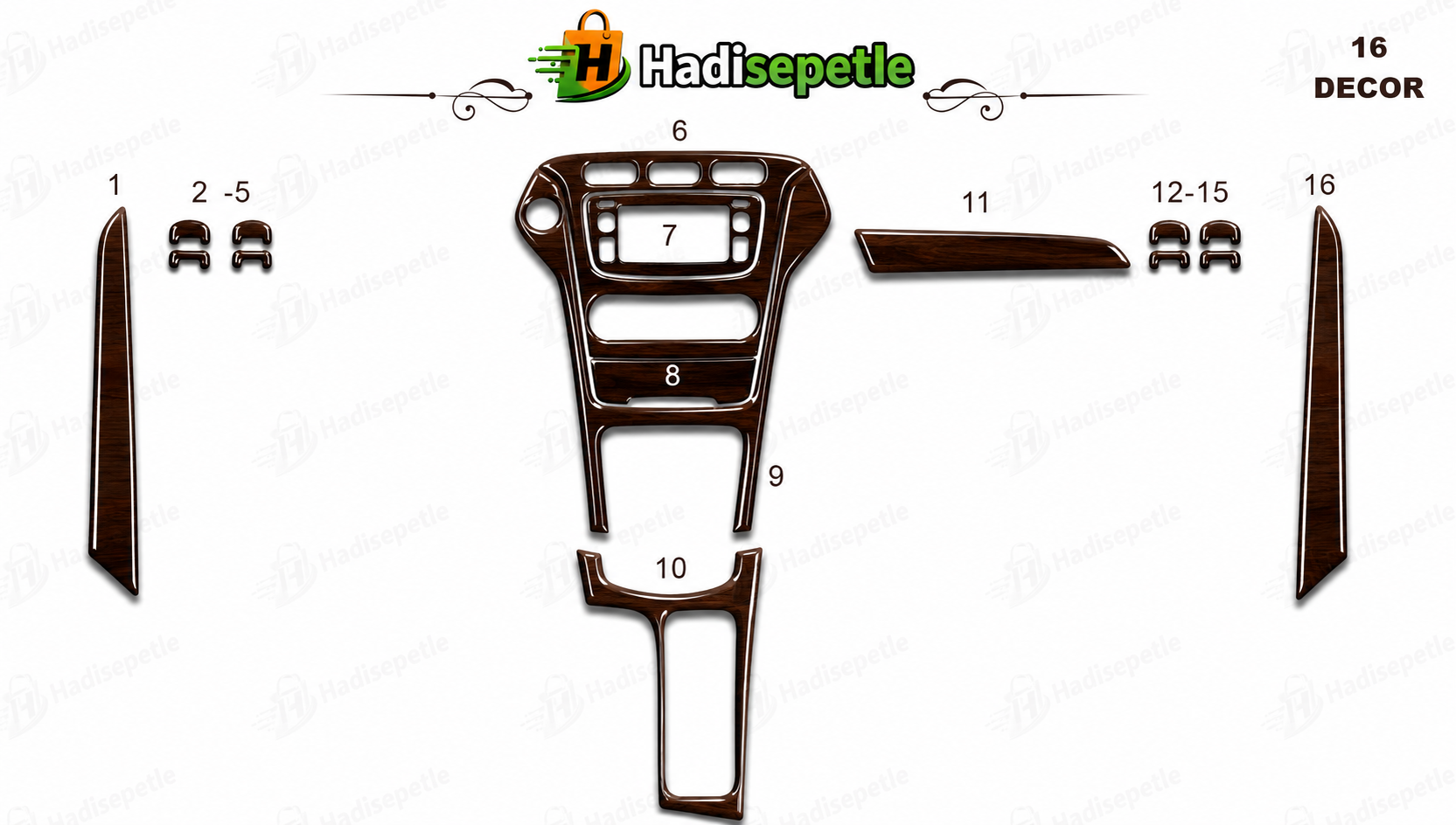 Ford Mondeo 2012 2016 Full Set Koyu Meşe Maun Kaplama