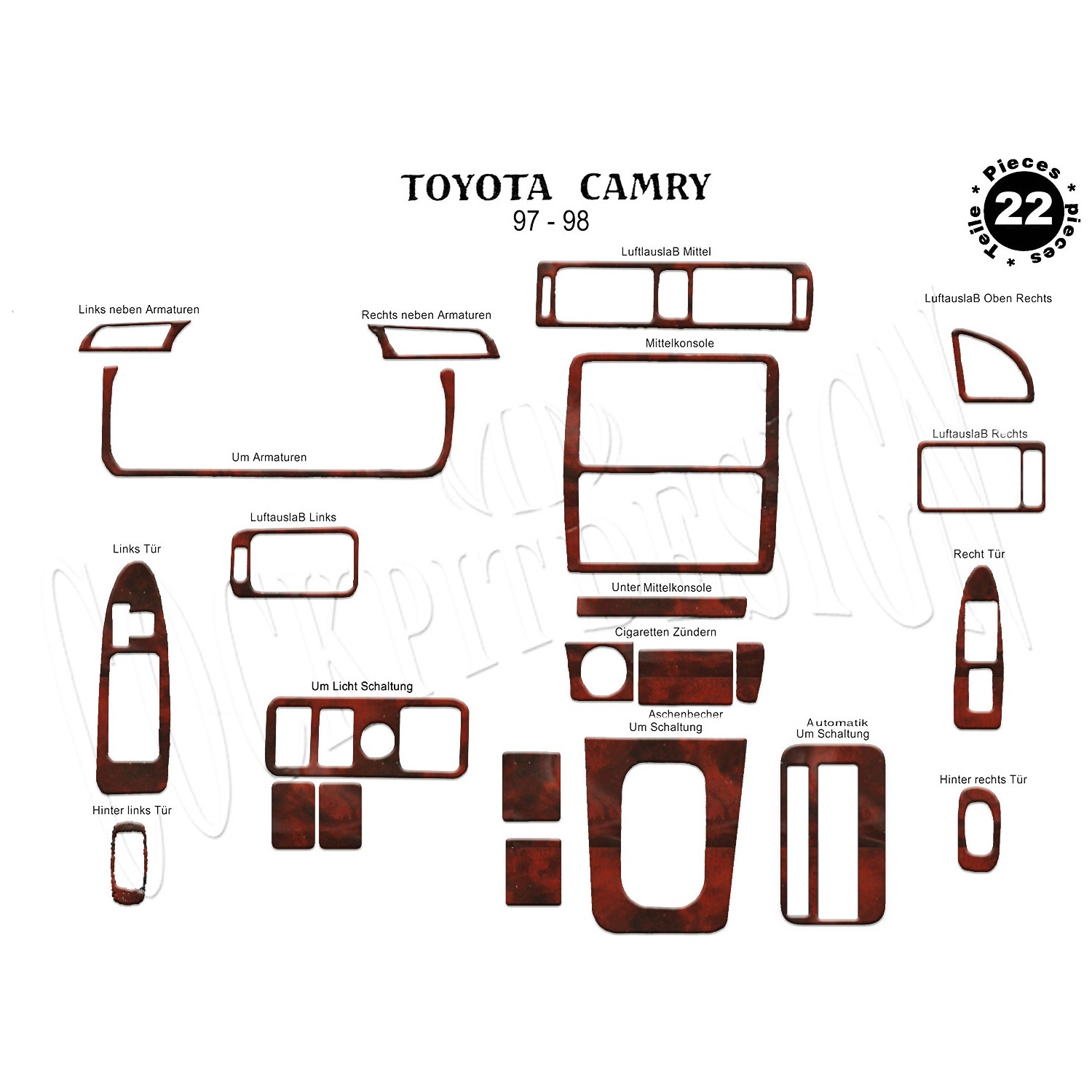 Toyota Camry Torpido Kaplama 22 1997 1999