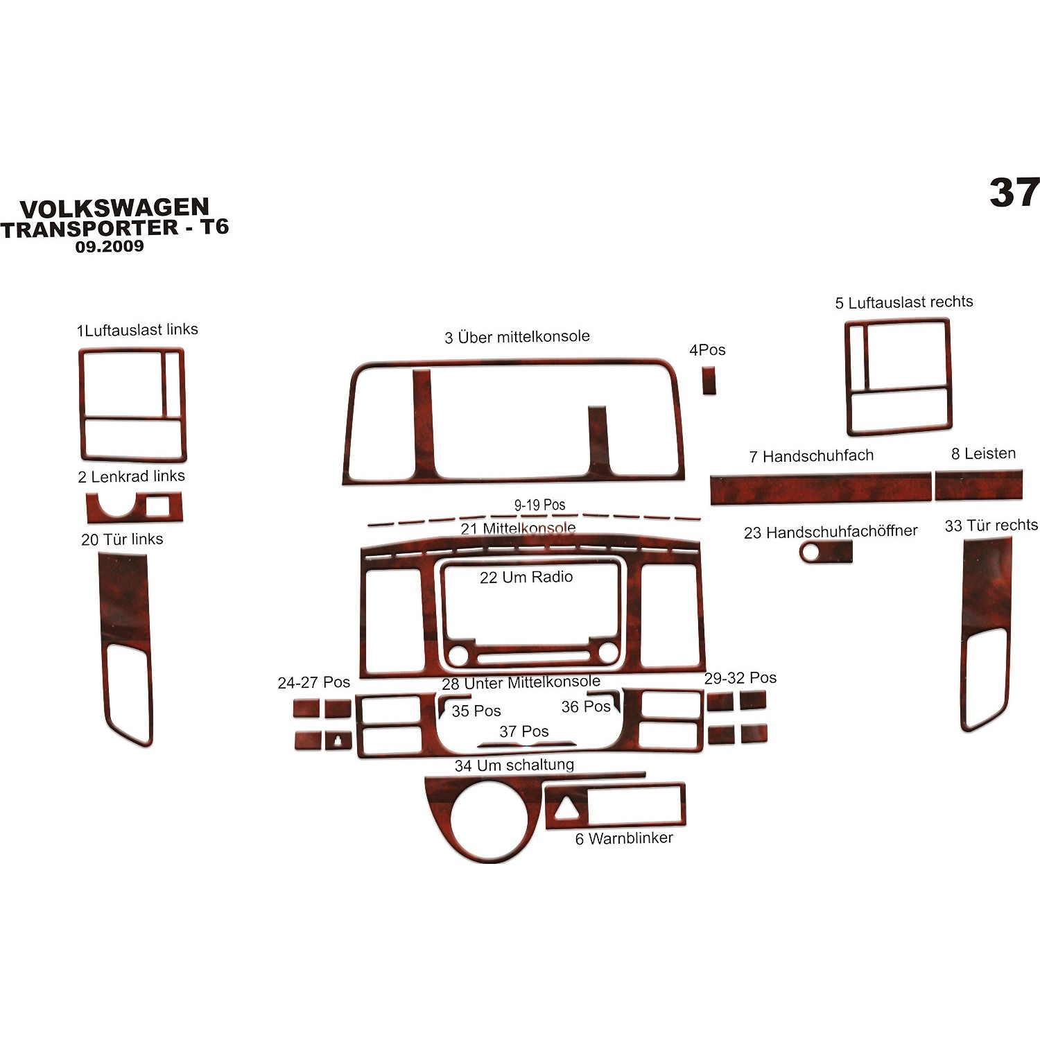 Volkswagen Transporter T5 Torpido Kaplama 37 2009 2014